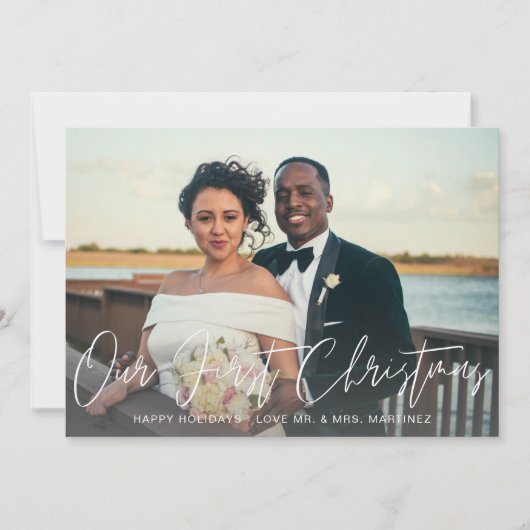 私たちの初めてのクリスマス2枚の写真カード (正面)