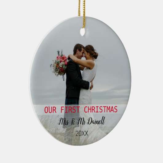 私たちの初めてのクリスマス2枚の写真 セラミックオーナメント (右)