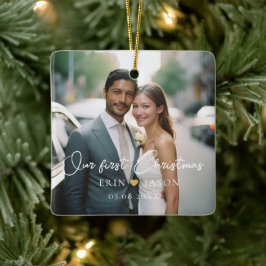私たちの初めてのクリスマス!エレガント，シュンペル，写真 セラミックオーナメント