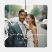 私たちの初めてのクリスマス!エレガント，シュンペル，写真 セラミックオーナメント (裏面)