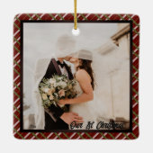 私たちの初めてのクリスマス、カスタム写真 セラミックオーナメント (裏面)