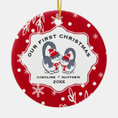 私たちの初めてのクリスマス。カスタム写真 セラミックオーナメント (正面)