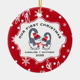 私たちの初めてのクリスマス。カスタム写真 セラミックオーナメント