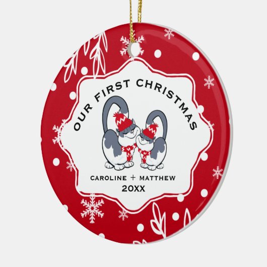 私たちの初めてのクリスマス。カスタム写真 セラミックオーナメント (左)
