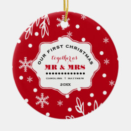 私たちの初めてのクリスマス。カスタム写真 セラミックオーナメント