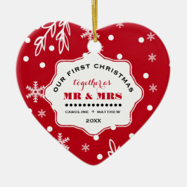 私たちの初めてのクリスマス。カスタム写真 セラミックオーナメント