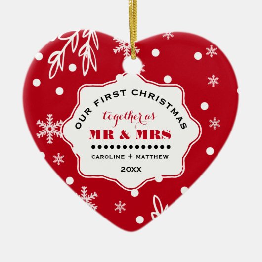 私たちの初めてのクリスマス。カスタム写真 セラミックオーナメント (正面)