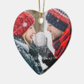 私たちの初めてのクリスマス，カップルの写真 セラミックオーナメント (左)