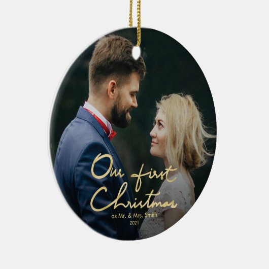 私たちの初めてのクリスマス |クリスマスの手書き セラミックオーナメント (右)