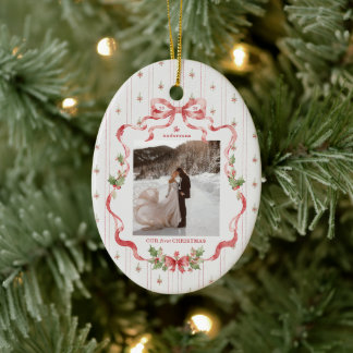 私たちの初めてのクリスマス グランドミレニアルボウ 写真 セラミックオーナメント