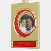 私たちの初めてのクリスマス ゴールドプレートバナーオーナメント (左)