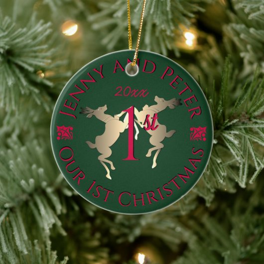 「私たちの初めてのクリスマス」トナカイ セラミックオーナメント (ツリー)