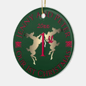 「私たちの初めてのクリスマス」トナカイ セラミックオーナメント (左)
