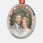 私たちの初めてのクリスマス – フォトレッド・ギンガムさん&夫人 メタルオーナメント (左)