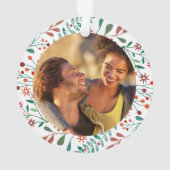 私たちの初めてのクリスマス ホリデー フラワーミスター ミセス フォト オーナメント (裏面)