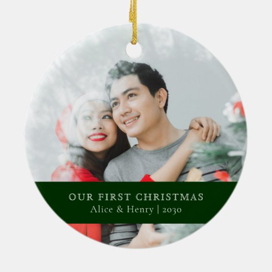 私たちの初めてのクリスマス |ミニマリストの新着写真 セラミックオーナメント (裏面)