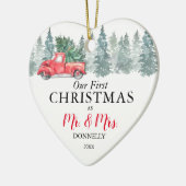 私たちの初めてのクリスマス |ヴィンテージレッドトラック セラミックオーナメント (左)