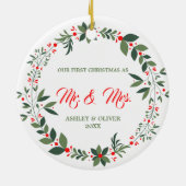 私たちの初めてのクリスマス | 写パーソナライズされた真 セラミックオーナメント (裏面)