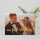 私たちの初めてのクリスマス |写真モダン2枚 箔シーズンカード (立ち正面)