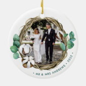 私たちの初めてのクリスマス |冬のリース セラミックオーナメント (裏面)