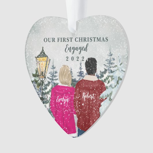 私たちの初めてのクリスマス 婚約した オーナメント (正面)
