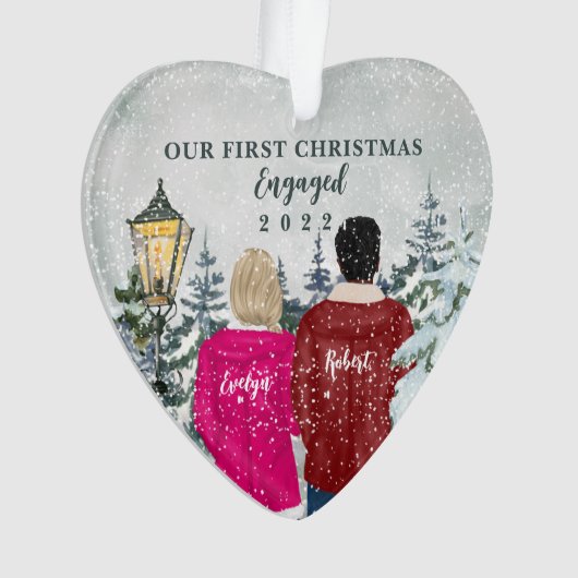 私たちの初めてのクリスマス 婚約した オーナメント (正面)