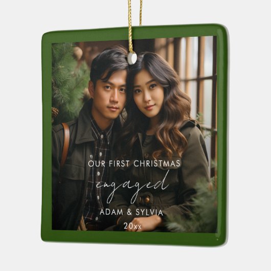 私たちの初めてのクリスマス 婚約した セラミックオーナメント (左)