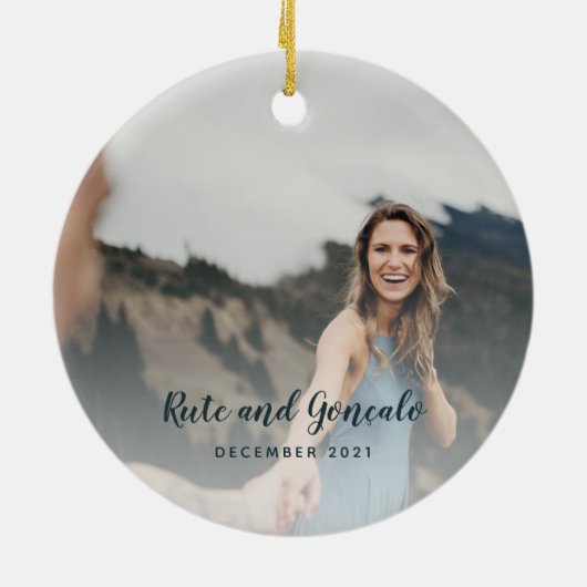 私たちの初めてのクリスマス 婚約した セラミックオーナメント (裏面)