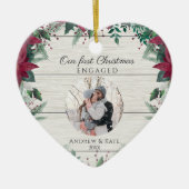 私たちの初めてのクリスマス 婚約した |写真ハート セラミックオーナメント (正面)