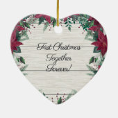 私たちの初めてのクリスマス 婚約した |写真ハート セラミックオーナメント (裏面)