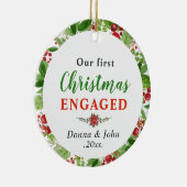 私たちの初めてのクリスマス 婚約した |水彩リース セラミックオーナメント (右)