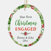 私たちの初めてのクリスマス 婚約した |水彩リース セラミックオーナメント (左)