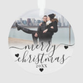 私たちの初めてのクリスマス　婚約者同士　2人の写真 オーナメント (裏面)