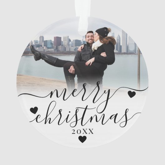 私たちの初めてのクリスマス 婚約者同士 2人の写真 オーナメント (裏面)