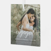 私たちの初めてのクリスマス 婚約 カスタム写真 名前 ガラスオーナメント (正面左)