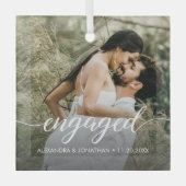 私たちの初めてのクリスマス 婚約 カスタム写真 名前 ガラスオーナメント