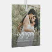 私たちの初めてのクリスマス 婚約 カスタム写真 名前 ガラスオーナメント (正面右)