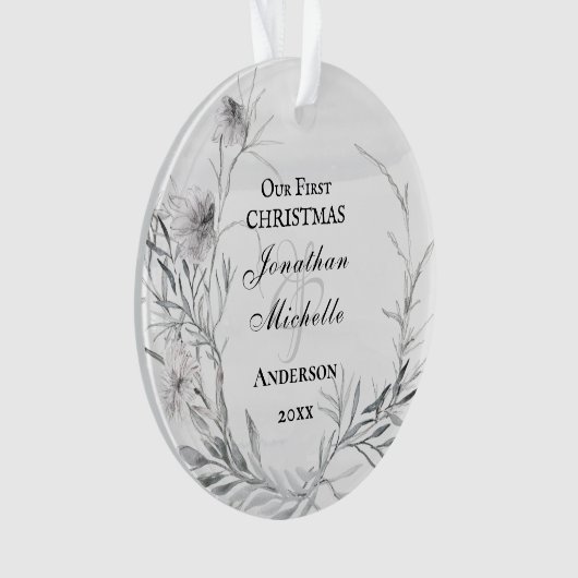 私たちの初めてのクリスマス、感動的オーナメント オーナメント (正面)