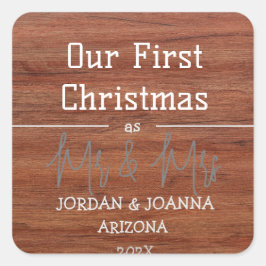 私たちの初めてのクリスマス 新婚の木 Mr. and Mrs. スクエアシール