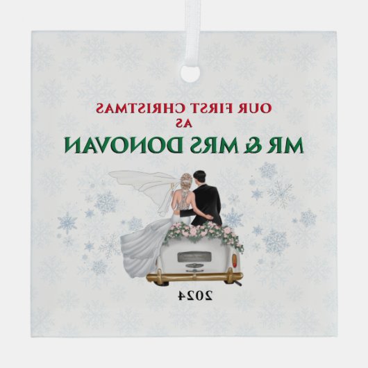 私たちの初めてのクリスマス　新婚夫婦のクリスマス ガラスオーナメント (裏面)