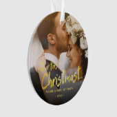 私たちの初めてのクリスマス 新婚夫婦の写真 ウェディング オーナメント (正面)