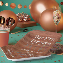 私たちの初めてのクリスマス 新婚夫婦の木 ペーパープレート