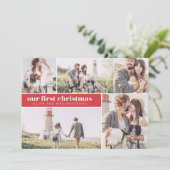 私たちの初めてのクリスマス 現代的な写真コラージュ クリスマス 案内状 (スタンド正面)