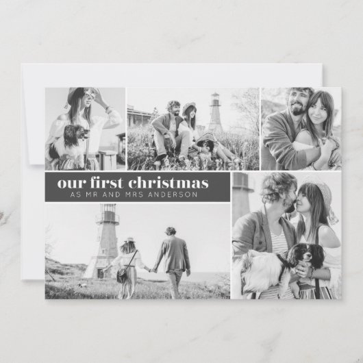 私たちの初めてのクリスマス 現代的な写真コラージュ クリスマス 案内状 (正面)