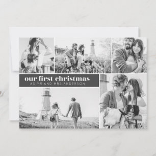 私たちの初めてのクリスマス 現代的な写真コラージュ クリスマス 案内状