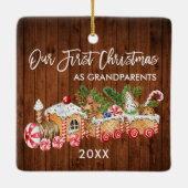 私たちの初めてのクリスマス 祖父母のジンジャーブレッド トレイン セラミックオーナメント (裏面)