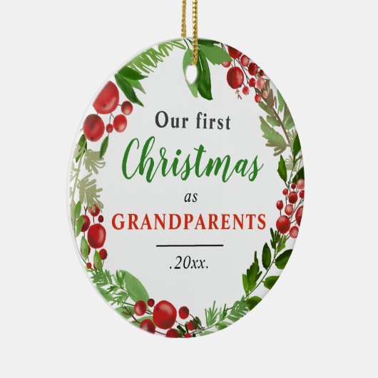 私たちの初めてのクリスマス |祖父母のベビー写真 セラミックオーナメント (右)