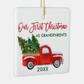 私たちの初めてのクリスマス 祖父母 赤いトラック セラミックオーナメント (右)