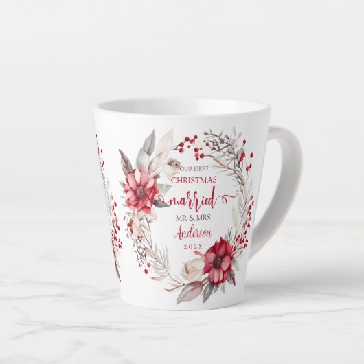私たちの初めてのクリスマス 結婚した カフェラテマグ (右アングル)