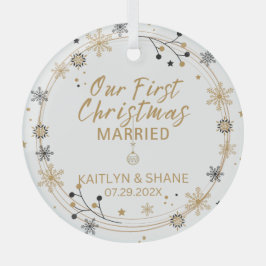 私たちの初めてのクリスマス 結婚した ガラスオーナメント